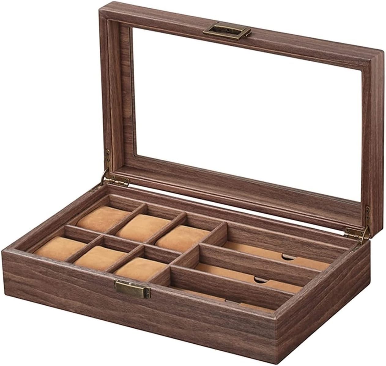SBCGFY Watch Case Watch Roll Watch Winder Watch Display Organizer Watch Eyeglasses Display Case 6 Slots Watch Organizer And 3 Grids Sunglasses Storage Box Watch Box Watch Organi,