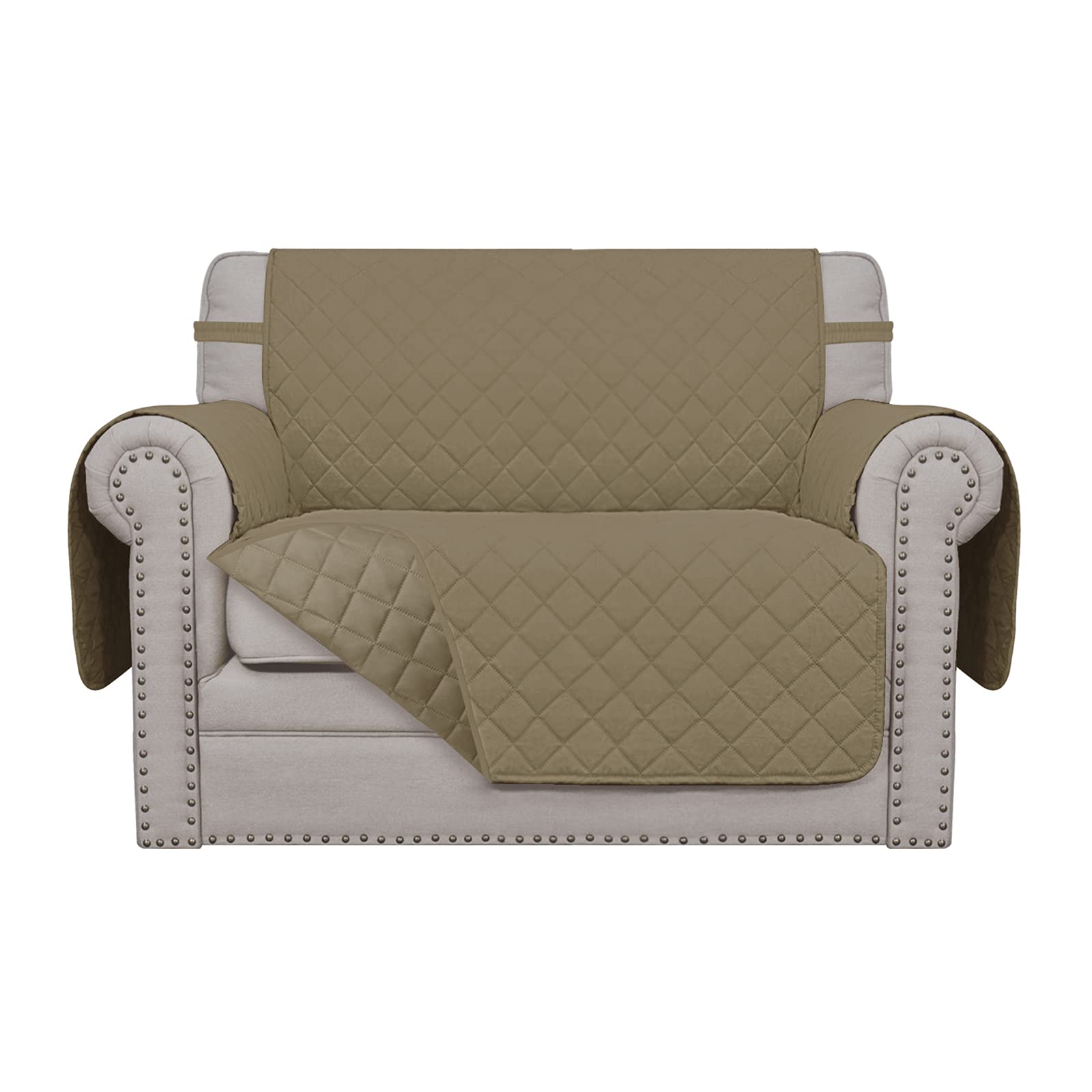 Easy-Going Oversized Chair Reversible Slipcover with Elastic Straps (Beige)
