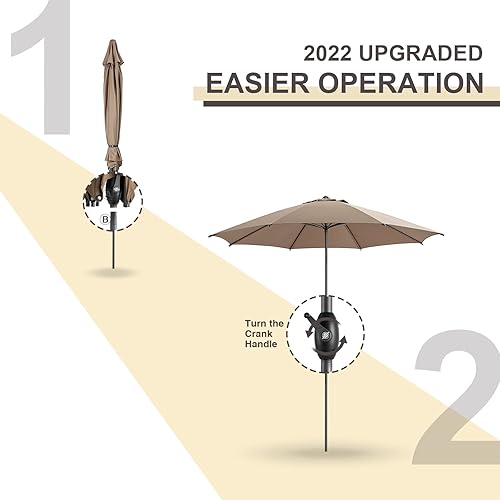 Miniatura 5 de Gardesol Sombrilla de patio de 11 pies, sombrilla de mercado con botón de inclinación/manivela, 8 varillas resistentes, resistente a la