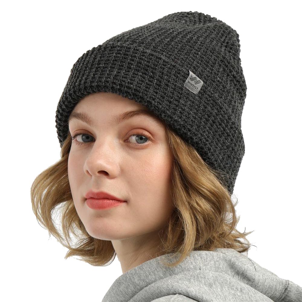 WAVEIST Knit Waffle Beanie Hats Unisex Fashion Daily Fallow All-Match Knit Ribbed Cuffed Cap Four Seasons Wear Way One Size