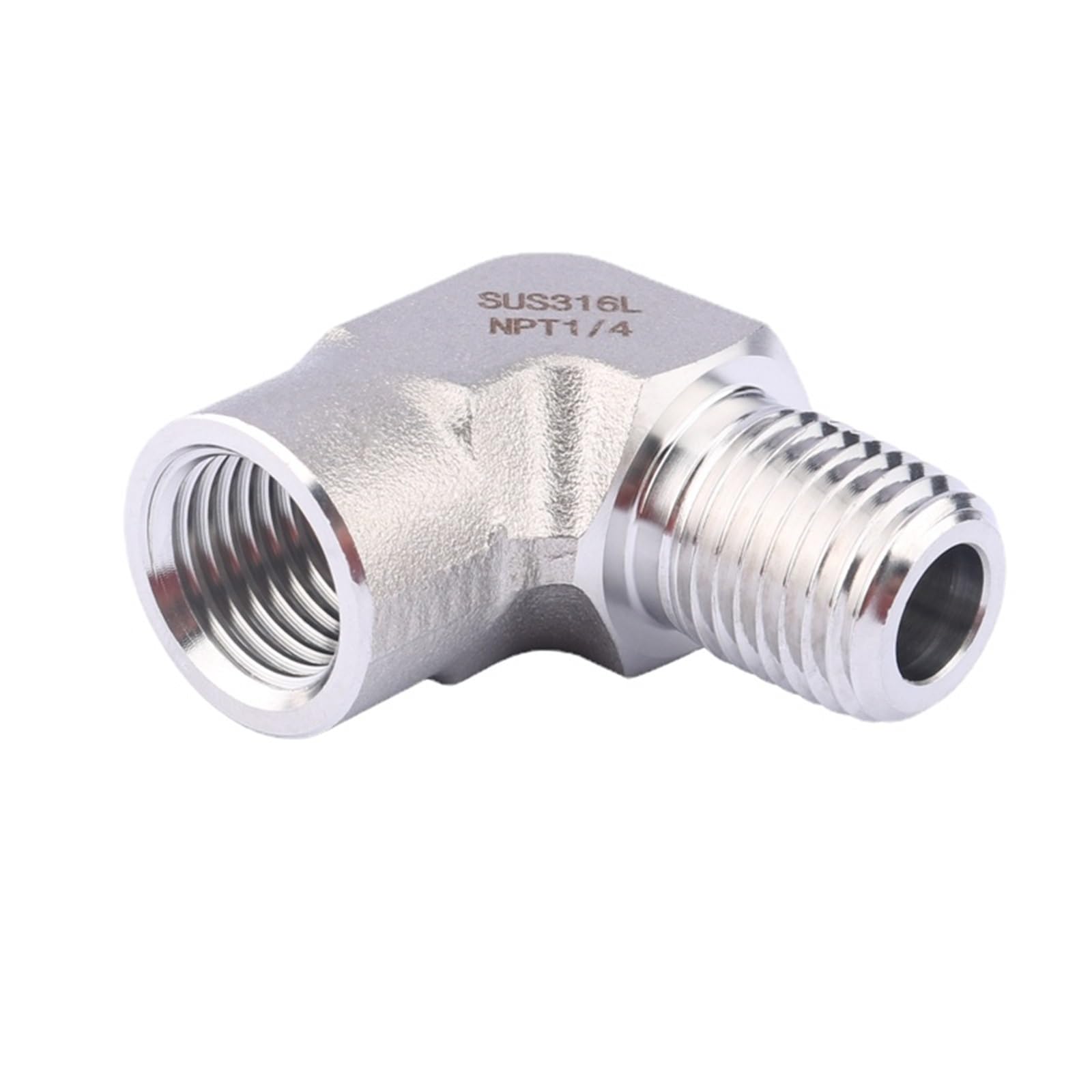 Kute, wysokociśnieniowe złącze kolankowe 1/8" 1/4" 3/8" 1/2" NPT, żeńskie, męskie, 3-drożne, ze stali nierdzewnej 316L, z blokiem przyłączeniowym(Elbow Female To Male NPT 3/8")