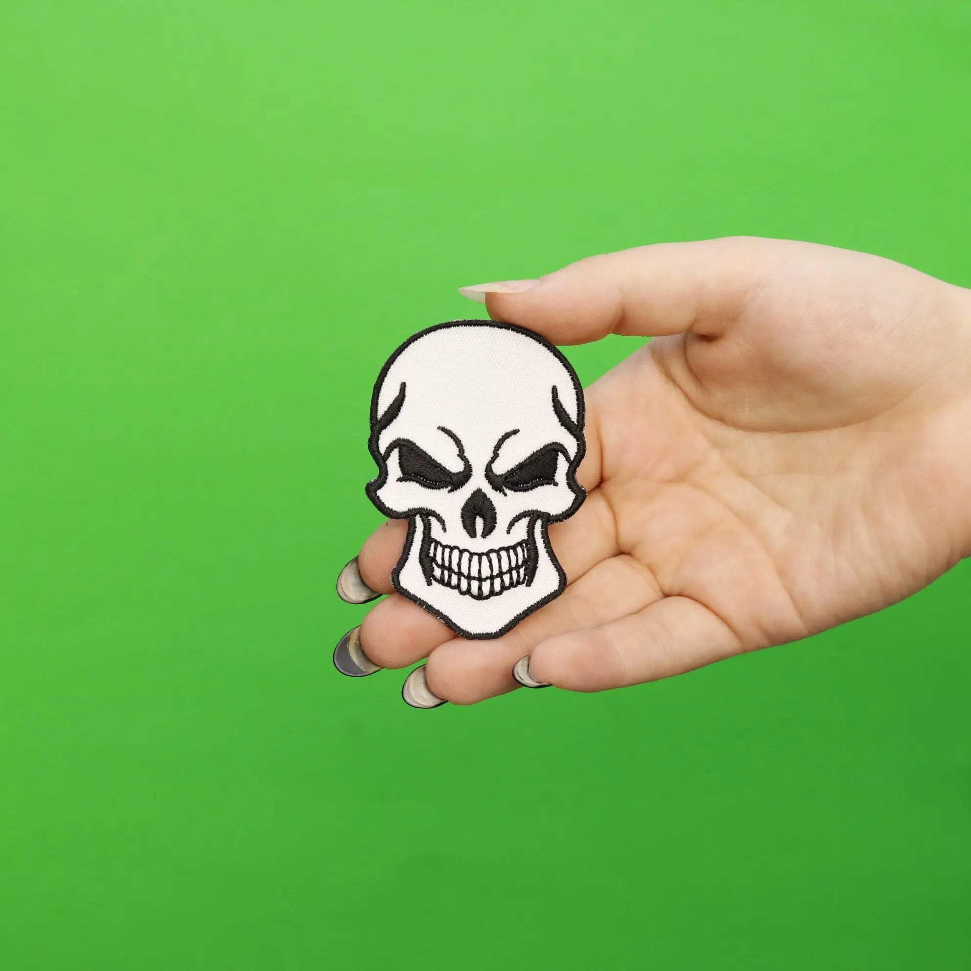 Angry Skull Patch Death Face Embroidered Iron On