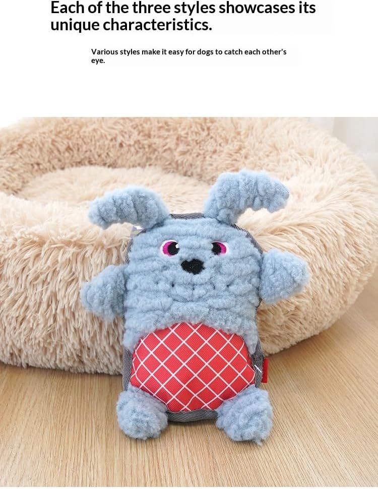 Plush Squeaky Dog Toy, Animal-Shaped Crinkle Chew Toy for Small and Medium Dogs (Blue)