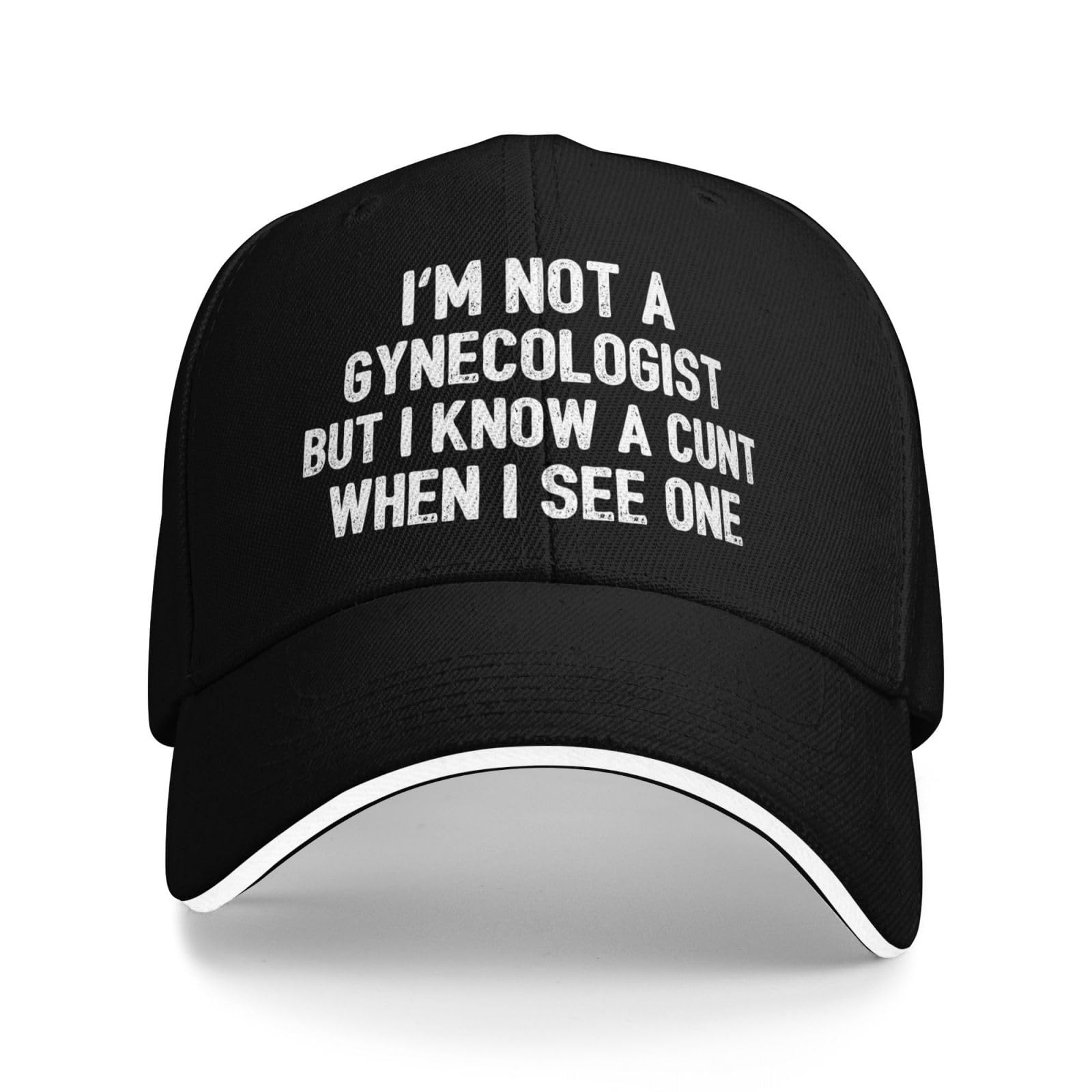Nlwqekv Unisex Black I'ma Gynecologist But I Know A Cunt When I See One Hat For Men Funny Baseball Caps Funny Birthday Gifts For Women