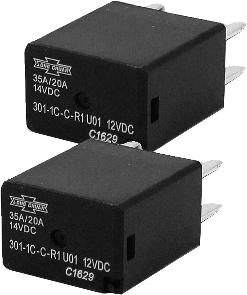 Pack of 4 Song Chuan Automotive Relays SPDT 35A 12VDC 301-1C-C-R1-U01-12VDC, High Rating up to 35A at 125 Degree C.