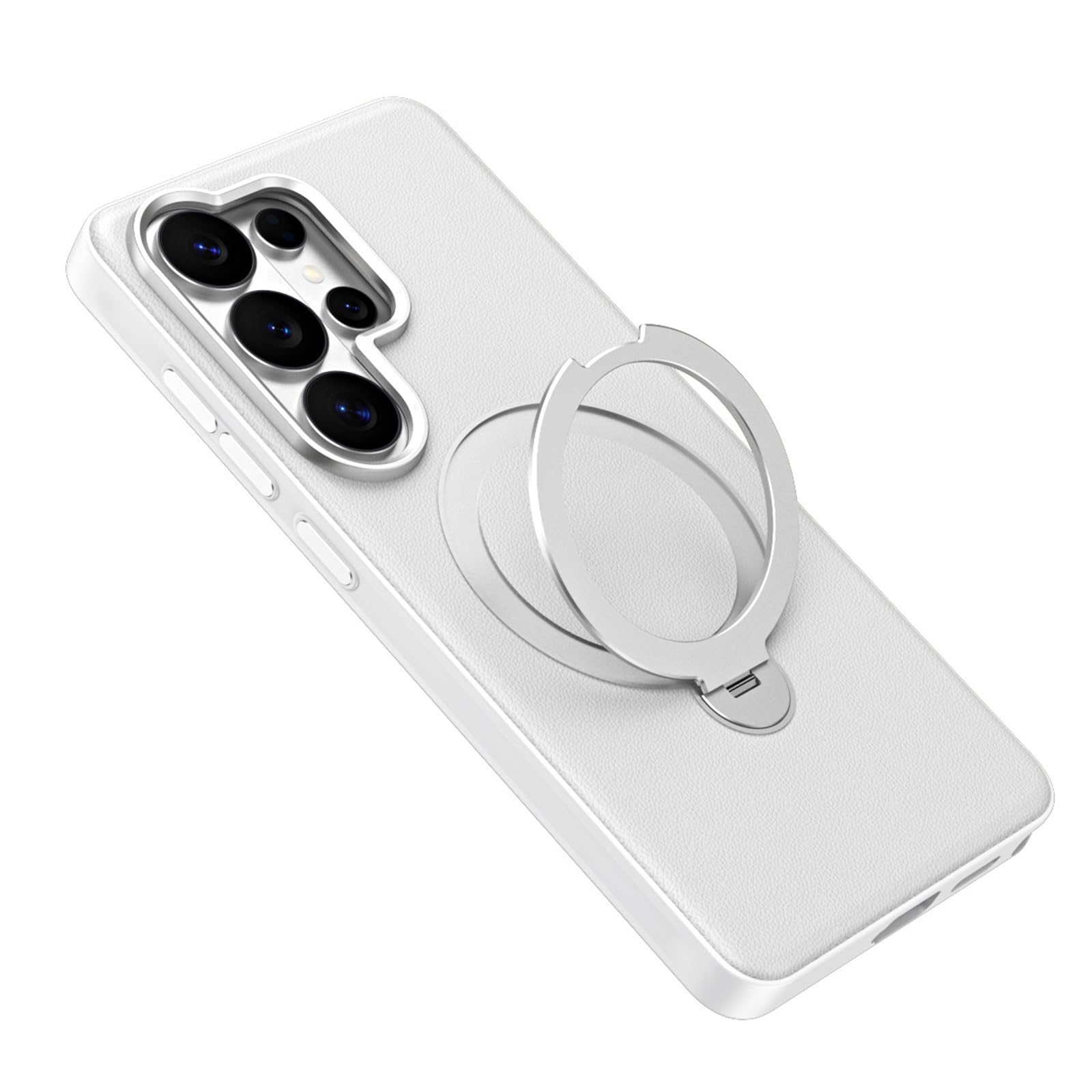 Coque Samsung S26 Ultra magnétique protection antichoc étui cuir blanc avec bague de support