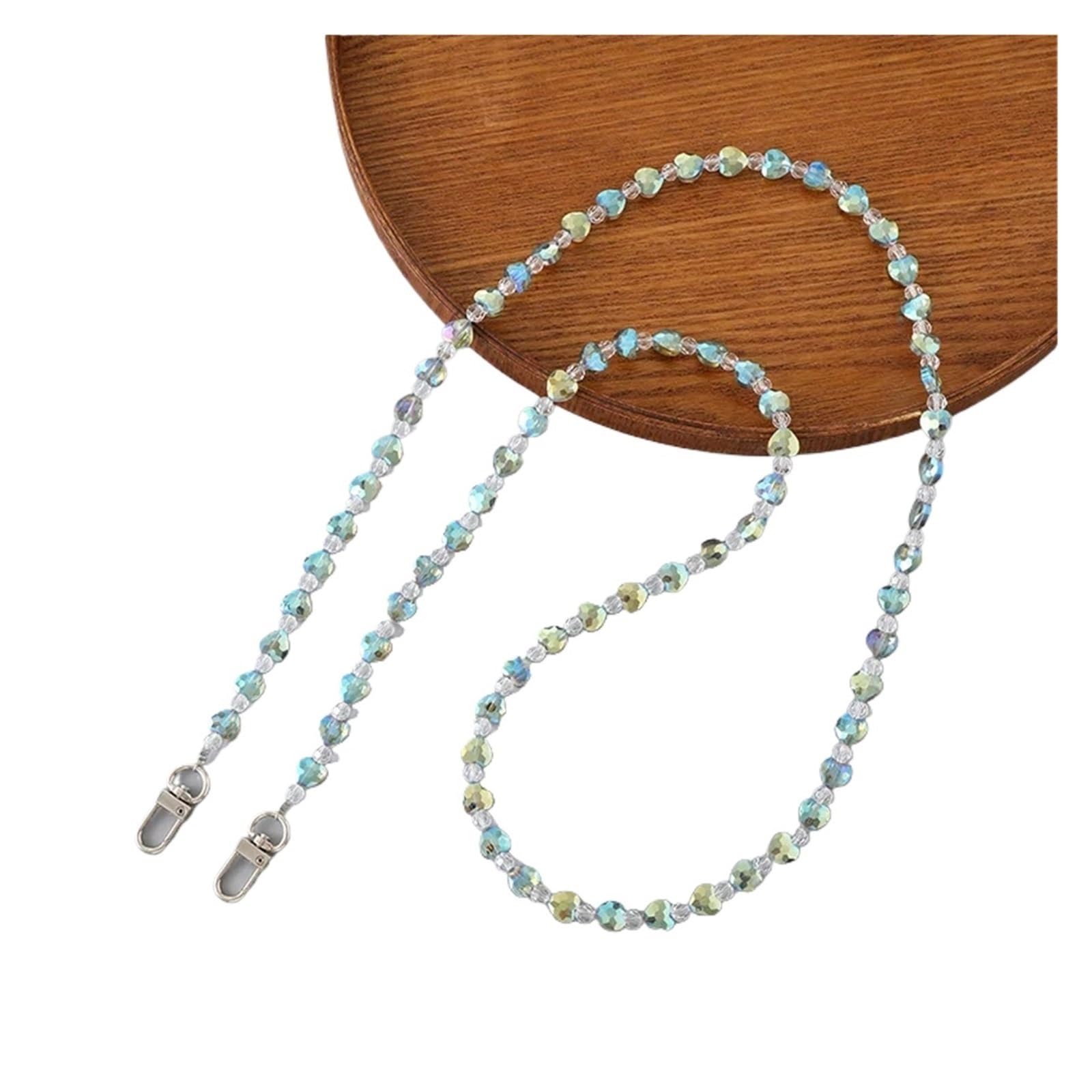 YUSUZH 1pcs Bags Chain Crystal Heart Beaded Crossbody 120cm Replacement Handbag Straps for Small Bag(Blue)