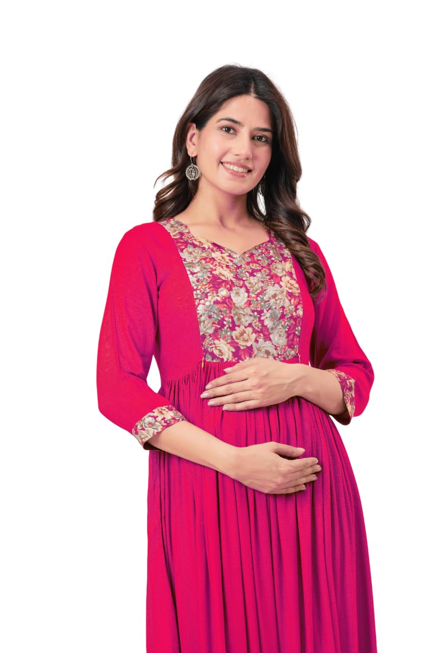 Pure Cotton Feeding Nighty for New Moms | Skin-Friendly, Breathable Maternity Dress with Easy Feeding Access-image-23
