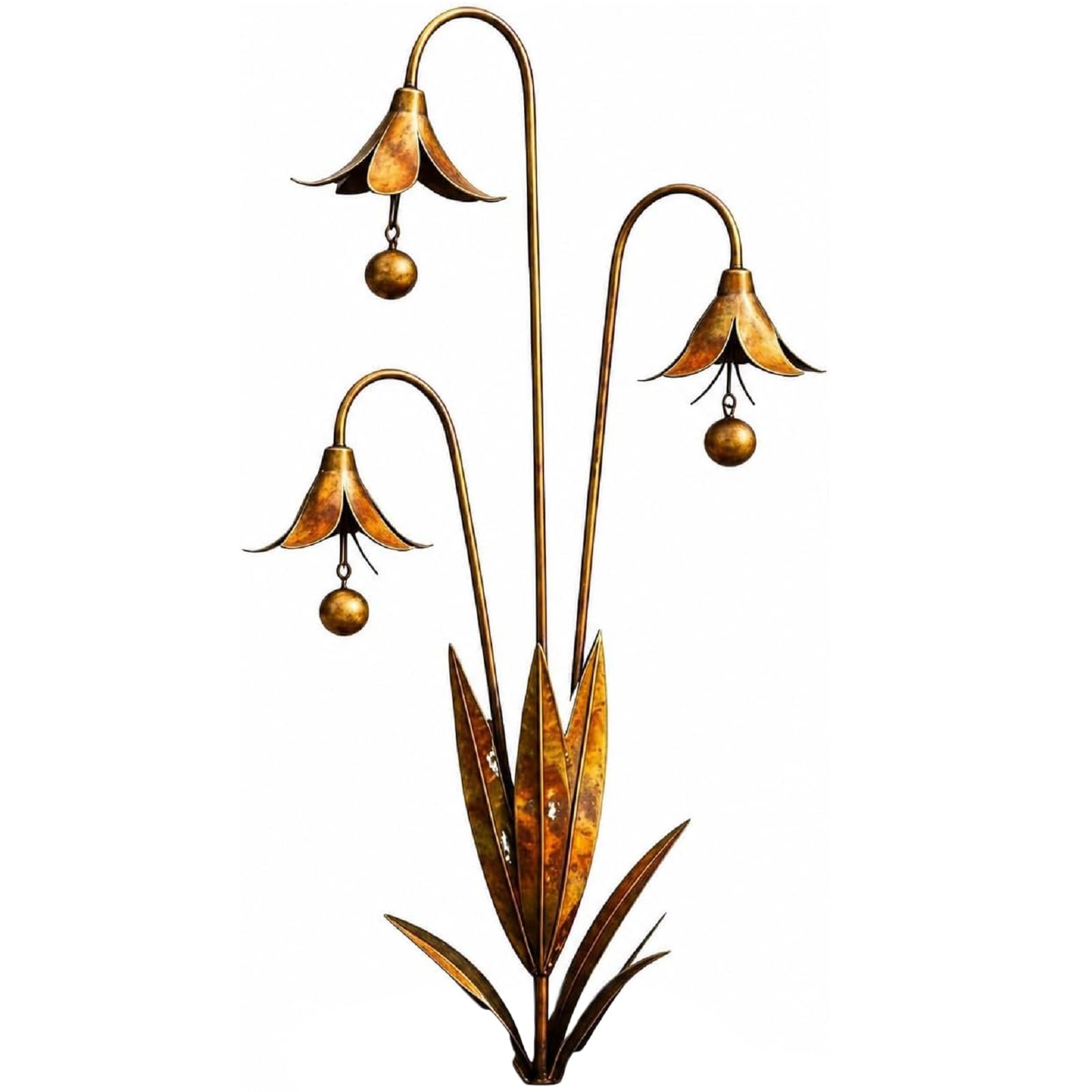 EcoGleam Metal Flower Decoration with Bell Vintage Garden Stakes Multi Purpose Rustic Wind Chime Ornament for Outdoor Yard Decorations