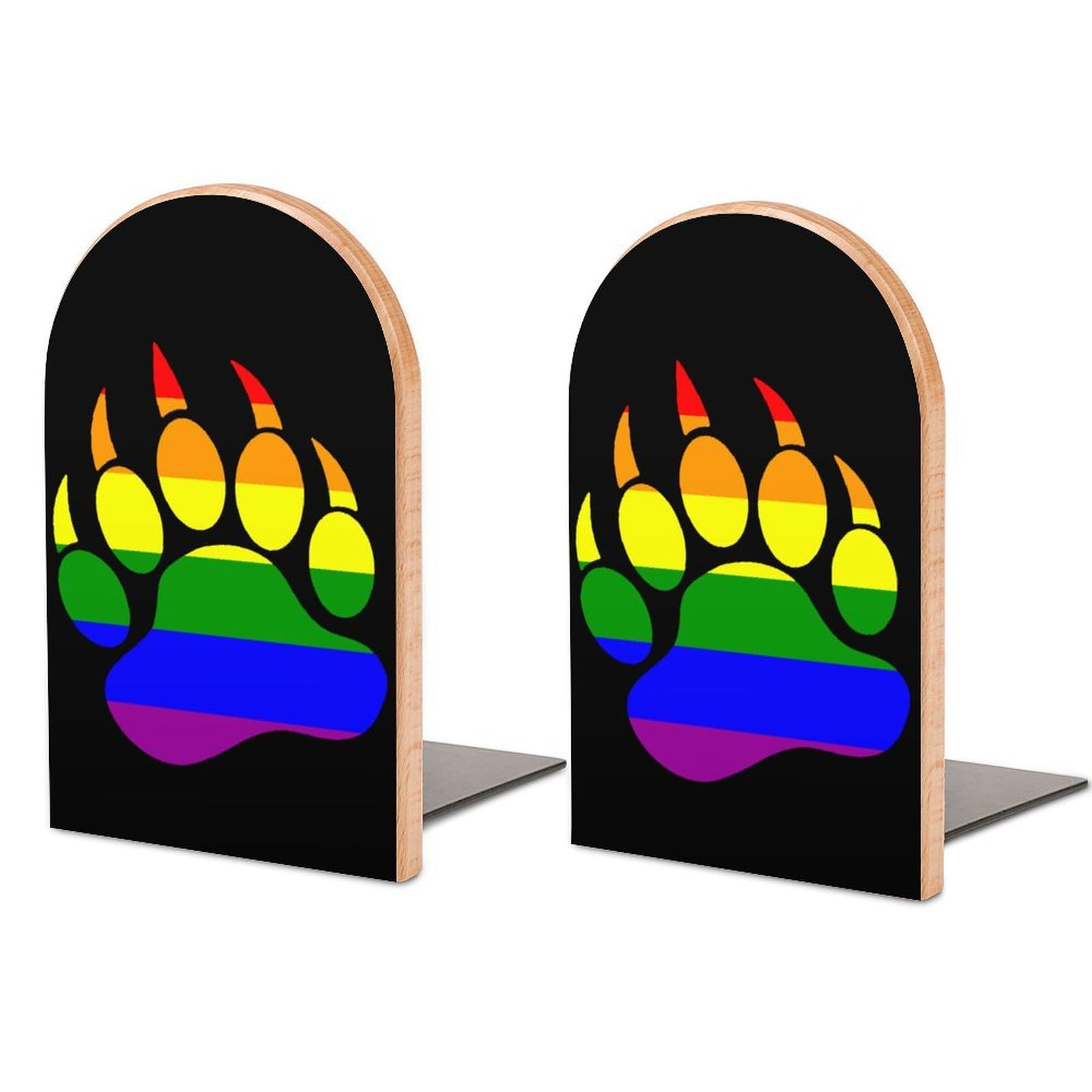 Gay Bear Prides Paw Book Ends for Shelves Bookends Bookshelf Holder Stand Books Stopper Home Office Decor
