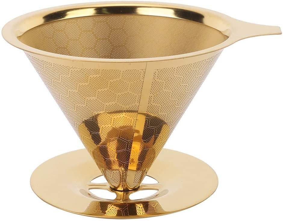 JWDS Filtro de café de acero inoxidable de panal de oro, reutilizable