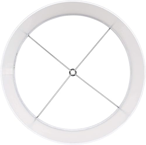 Miniatura 3 de Pantalla para lámpara, de tela blanca, de 13 pulgadas en la parte superior x 14 pulgadas en la parte inferior x 10 pulgadas de alto (araña) de