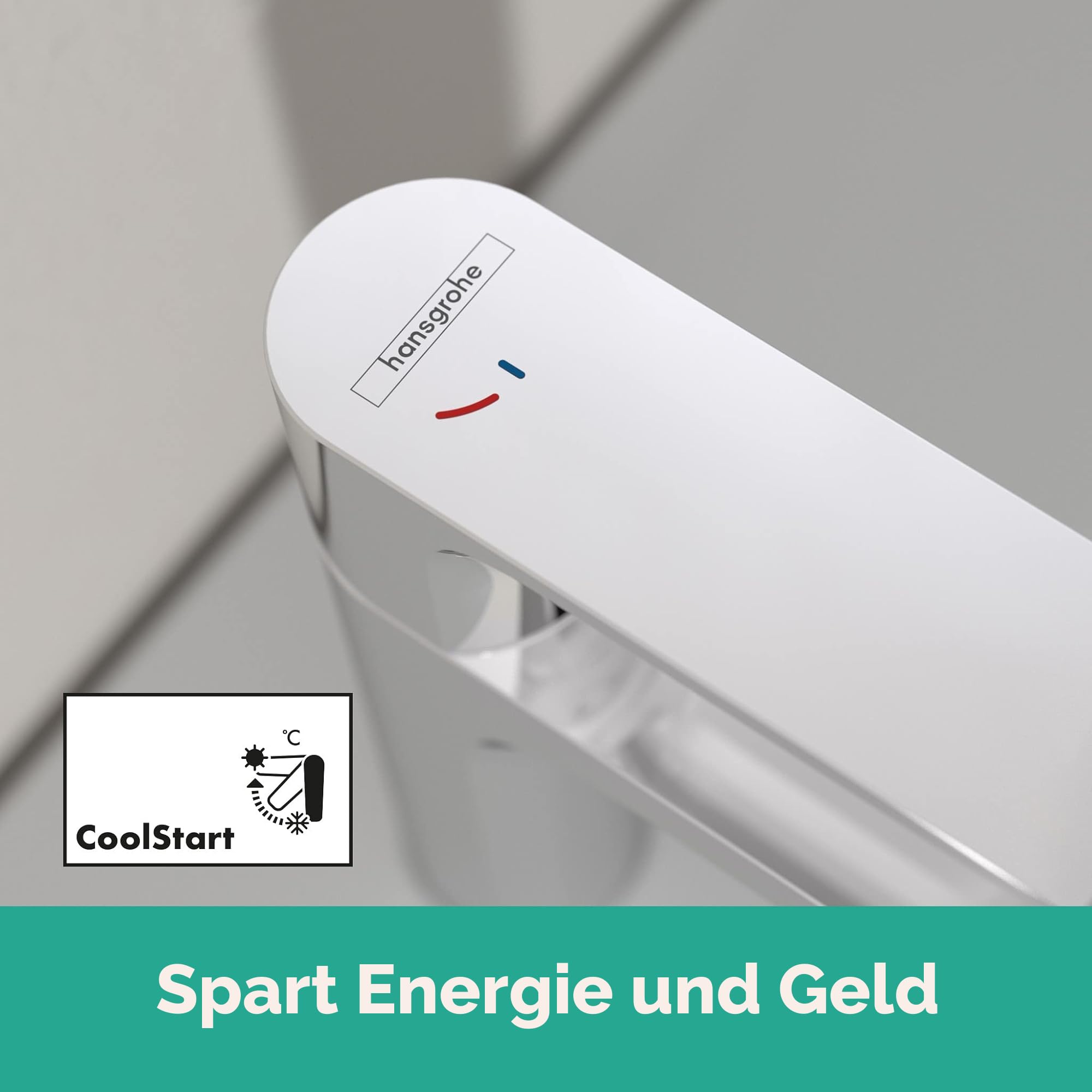 hansgrohe Rebris S - Waschtischarmatur ohne Ablauf, energiesparend (CoolStart), Wasserhahn Bad mit Auslaufhöhe 242 mm, Mischbatterie Waschbecken wassersparend (EcoSmart), Chrom, 72582000