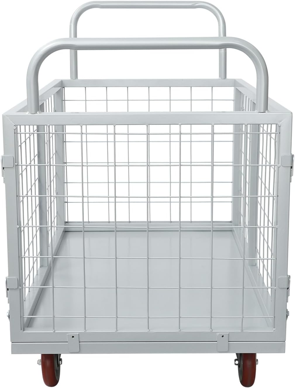 Platform Truck Cart with Cage, 4 in 1 Mutipurpose Handcart with Wheels, 1800lbs Capacity Heavy Duty Push Cart Dolly Foldable Flatbed Cart for Workshops Warehouses Supermarkets
