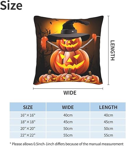 Miniatura 2 de Ouqiuwa Juego de 2 fundas de almohada divertidas de calabazas de 20 x 20 pulgadas, cuadradas, decorativas, para noche de Halloween, para el hogar,
