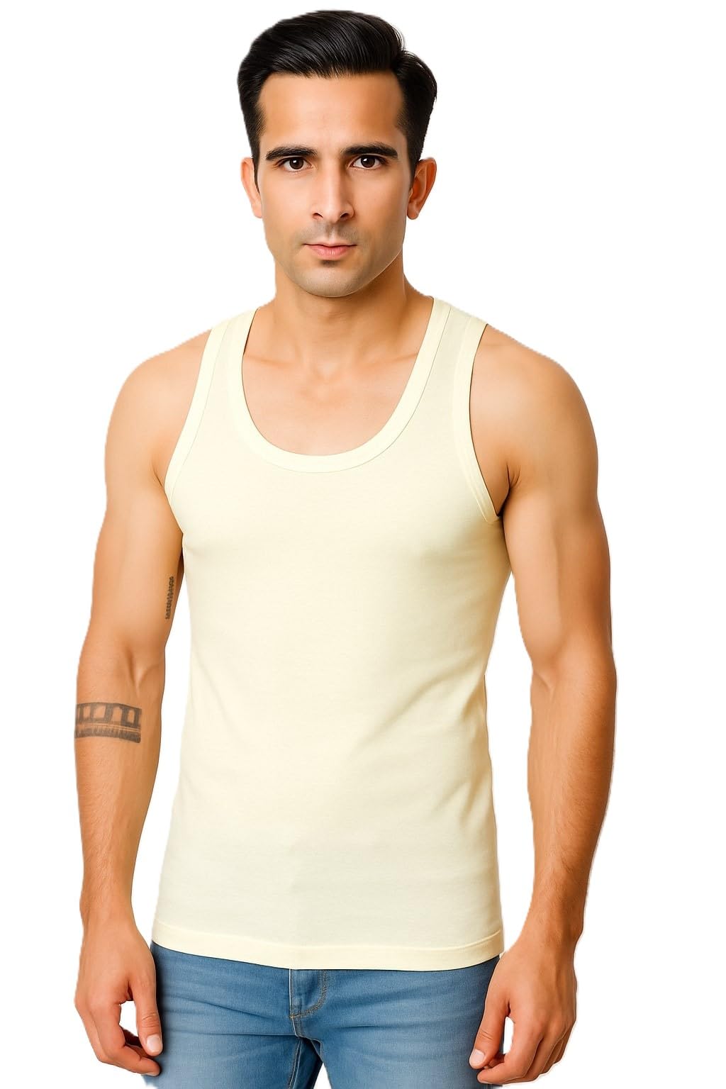 Mercerised Men's Regular Fit Vest – Grey Color Cotton Sleeveless Vest, Soft, Breathable, Ideal for All-Day Comfort