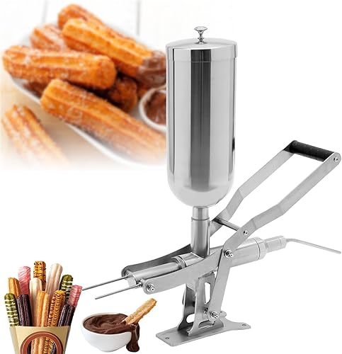 DYRABREST Relleno manual de churro español de 5 litros, máquina de llenado de donas de frutas latinas de acero inoxidable, máquina de llenado de
