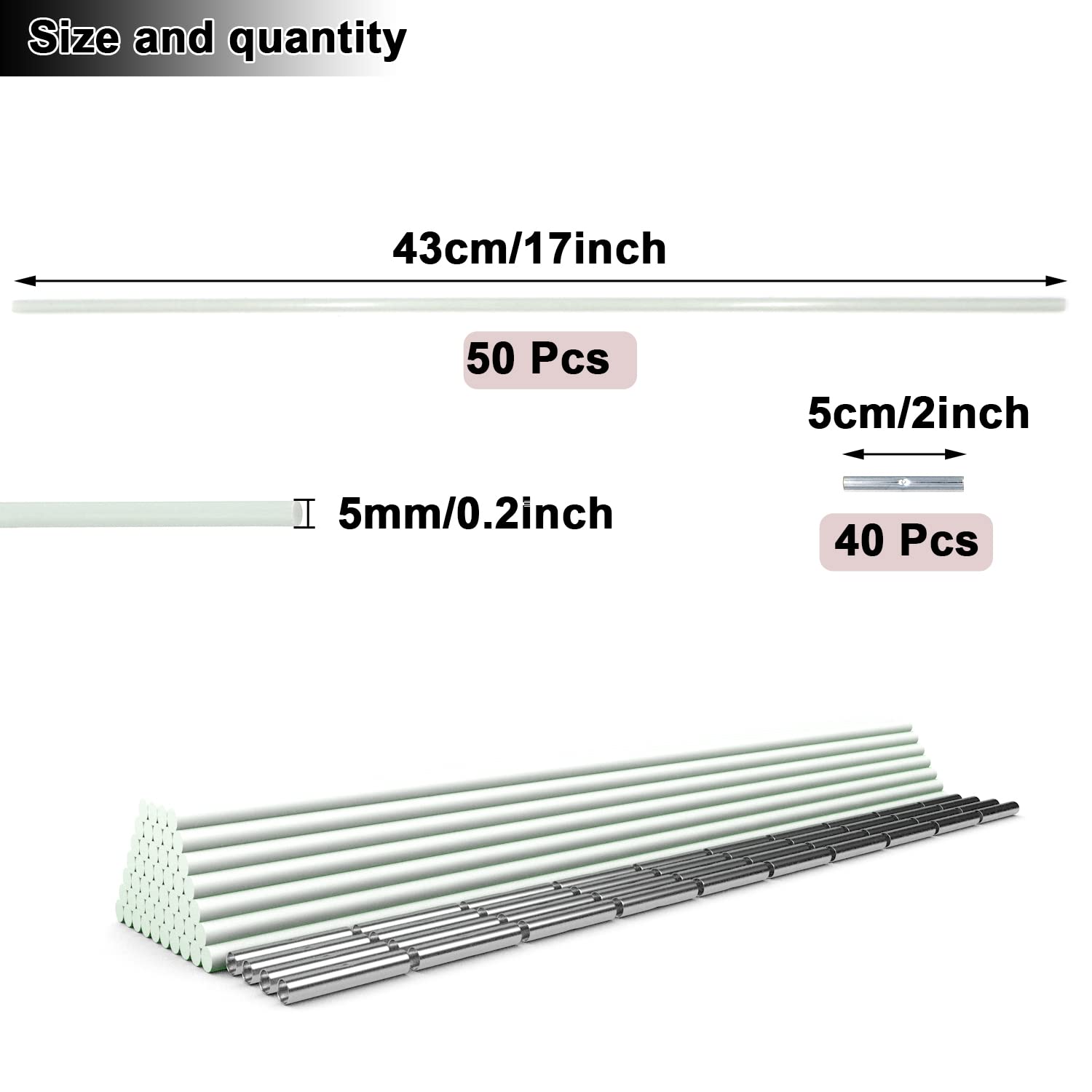 Gewächshaus-Hoops 50 Stück 43 cm Abnehmbaren Gewächshaus-Ringe für Pflanzenabdeckung Folientunnel Gewächshausreifen bögen Kunststoff Glasfaser Pflanztunnel for Gartenstoff Gartenpfähle