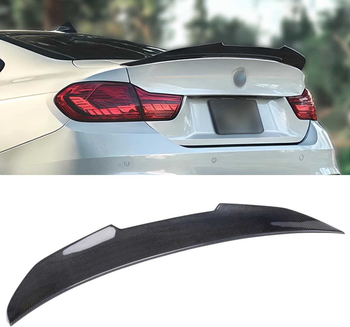 Real Carbon Fiber Rear Spoiler Compatible with 2013-2020 BMW 4-Series F32 Coupe, PSM Style High Kick Duckbill Fits for 420i 428i 430i 435i 440i, Trunk Tail Deck Lid Wing Lip Man Gift