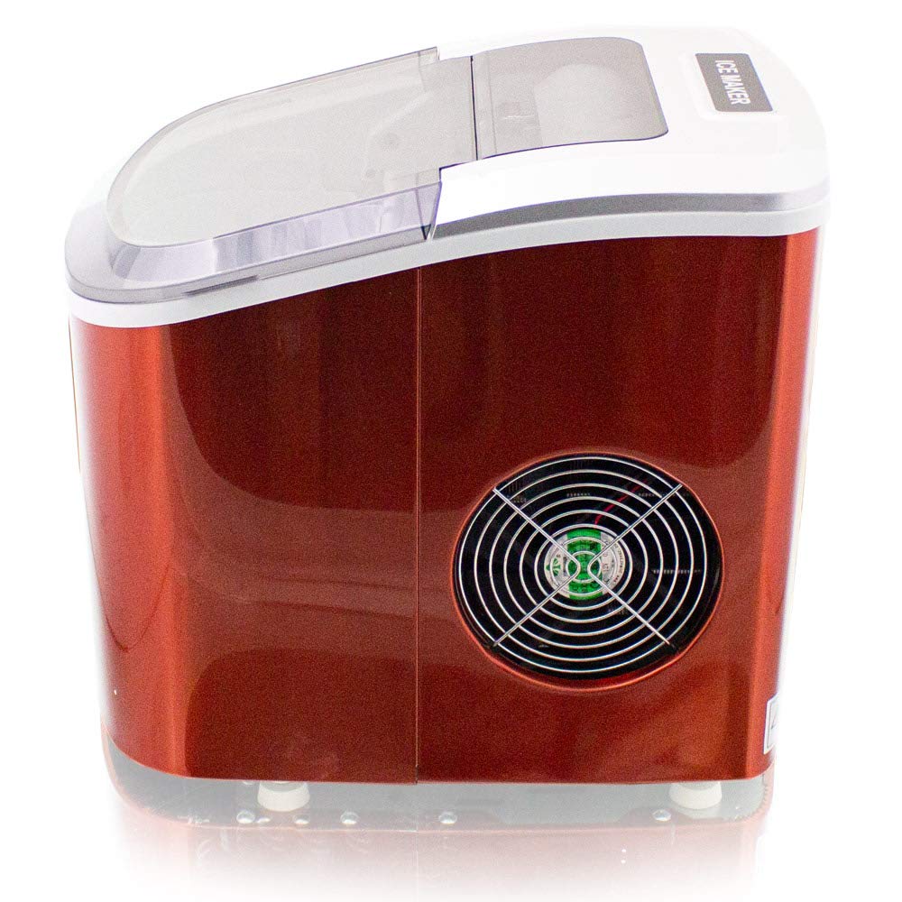 Eiswürfelmaschine Edelstahl Eiswürfelbereiter Eiswürfel Ice Maker Eis Maschine Icemaker (Orange)