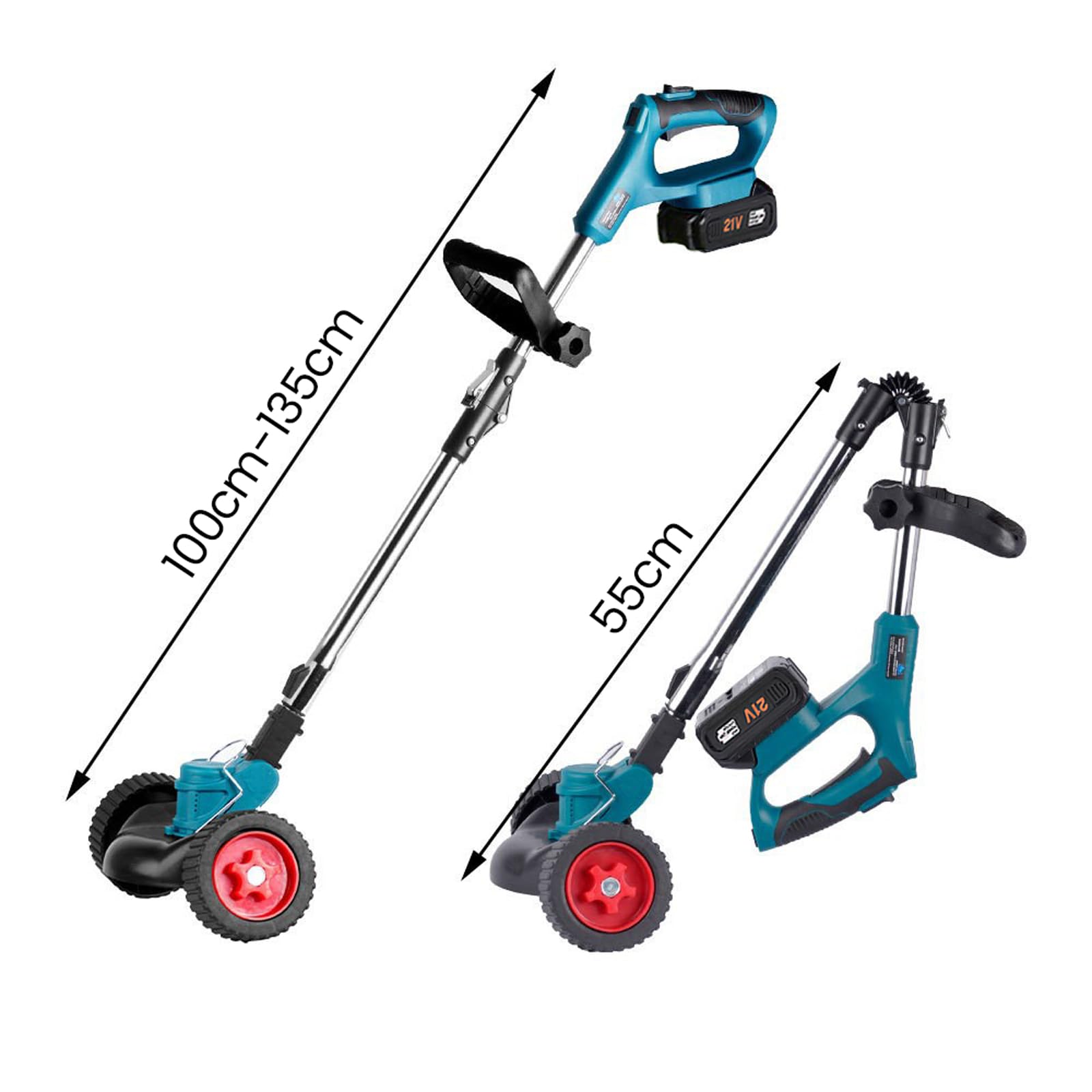 Coupe Bordure sans Fil,Debroussailleuse Electrique sans Fil,Debroussailleuse avec 2 Batteries Et Un Chargeur,Poignée Réglable,4 Types Lames Efficace pour Jardin Pelouse et Désherbage Facile (Bleu)