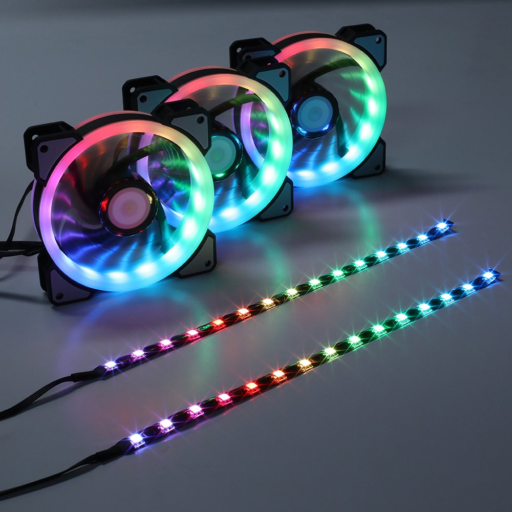 DS Addressable RGB 120MM PC Cases LED Fans with Controller for Computer