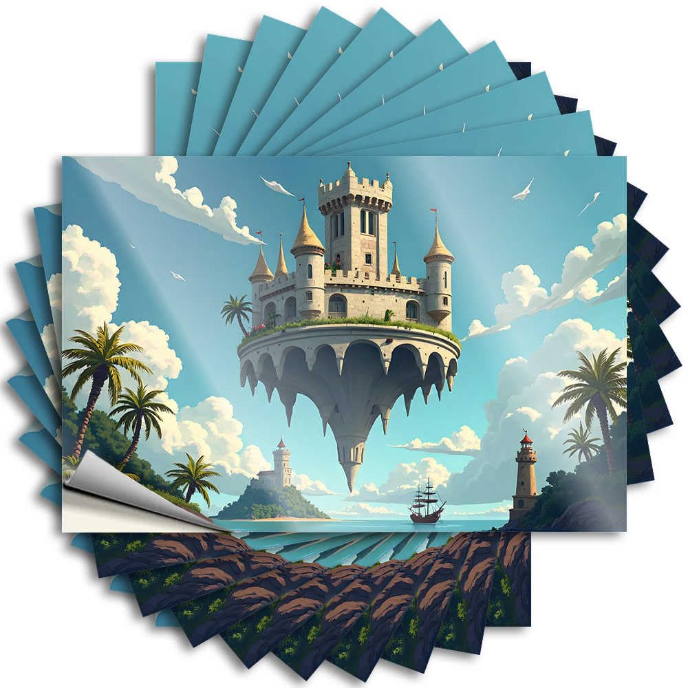 A Floating Castle Amidst Tropical Paradise Fall Outdoor Decorations Plastic - Quote Window Waterproof Decal(12X18CM)