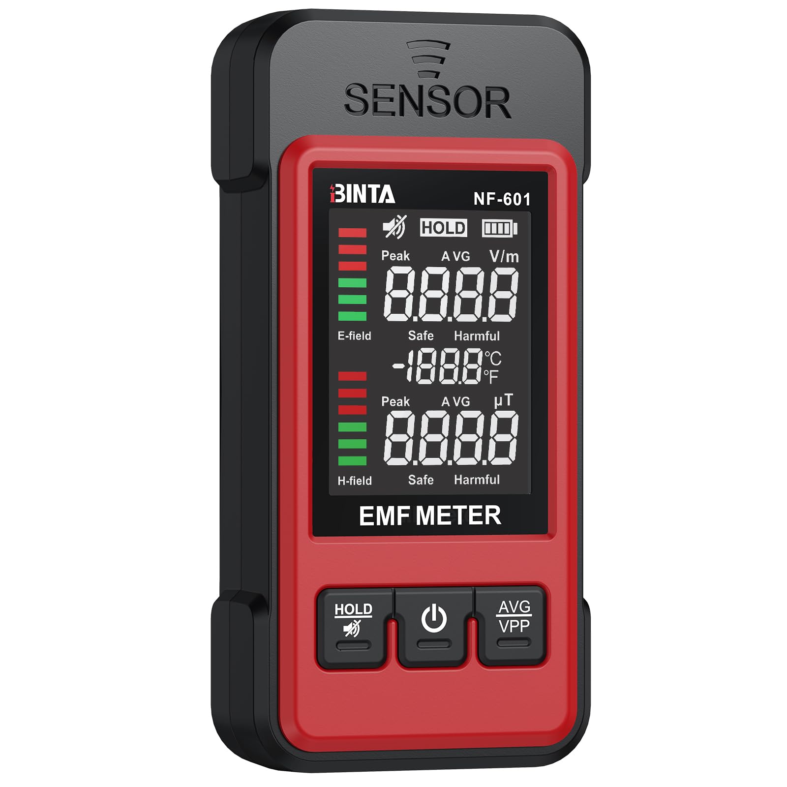 BINTA Medidor EMF, Medidor de Radiación 2 en 1 para Señal EF MF WiFi, Detector EMF para Inspección del Hogar, Oficina, Exteriores y GhostHunting con Registrador de Datos, Alarma