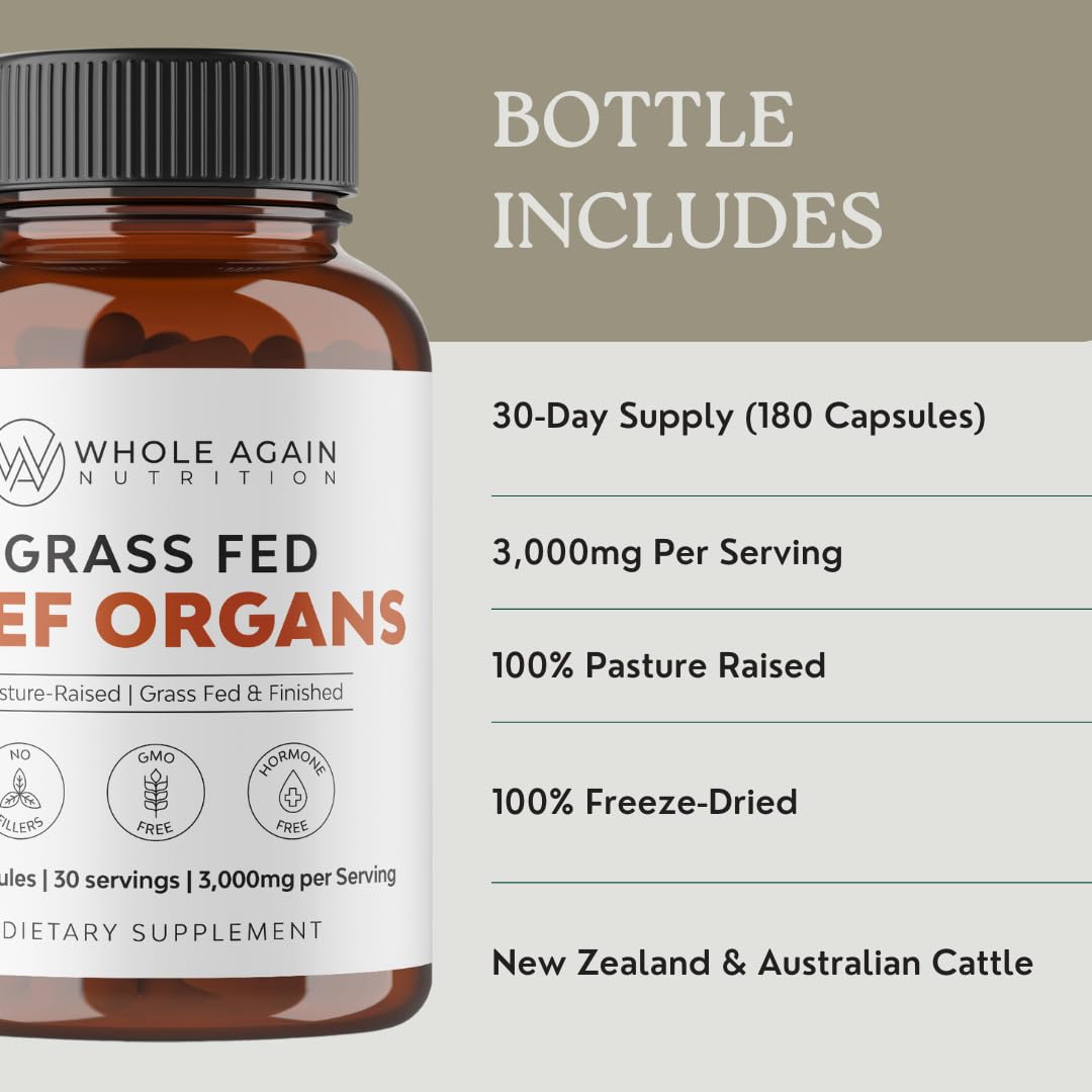 Amazon.com: Whole Again Nutrition Grass Fed Beef Organs - Freeze