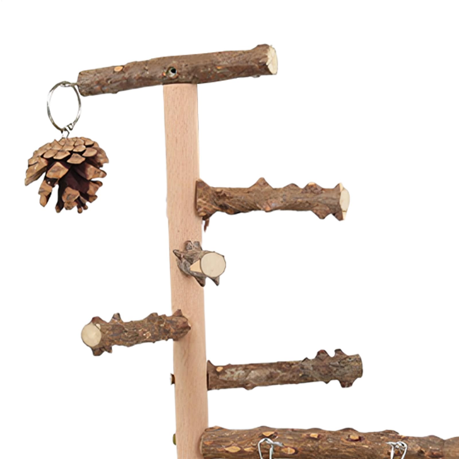 giochi per uccelli, giochi in legno | Scala per pappagalli con tazza e vassoio in acciaio inox per cotore, fringuelli, agapornis allenamento esercizio