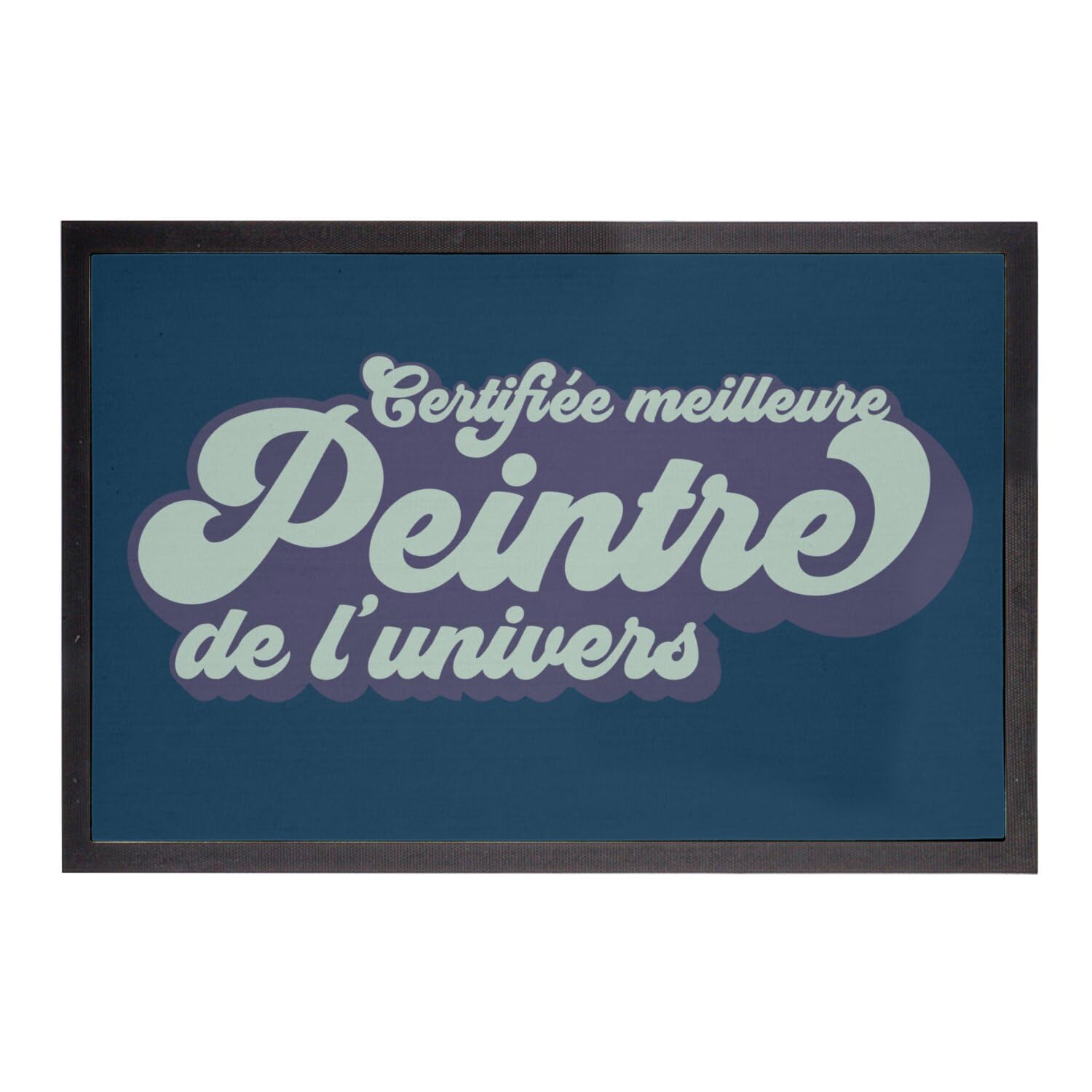 Paillasson bleu grand format 75x50cm motif artiste peintre et tableau déco