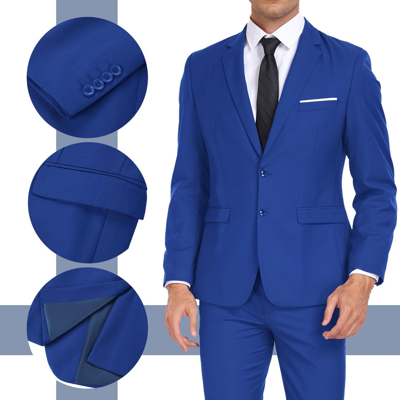 Mannen 2 Stuks Solid Slim Fit Blazer Chinees Pak Mandarijn Kraag