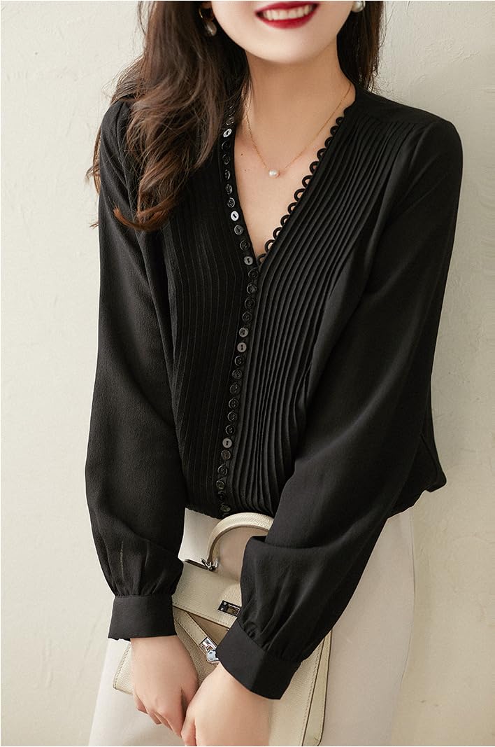 Camisa Casual Blanca con Cierre de cordón para Mujer