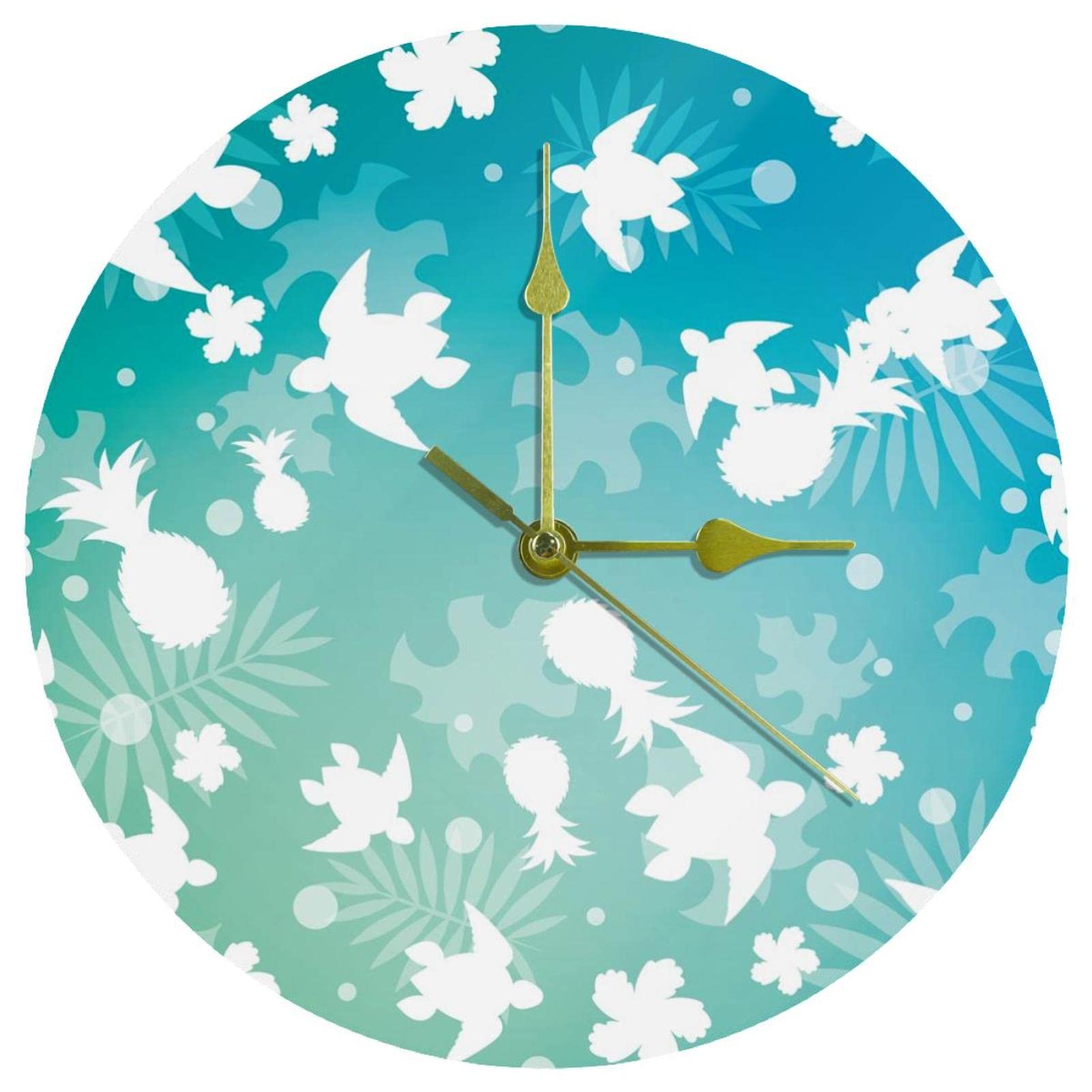 Horloge murale silencieuse sans tic-tac acrylique tortue bleu