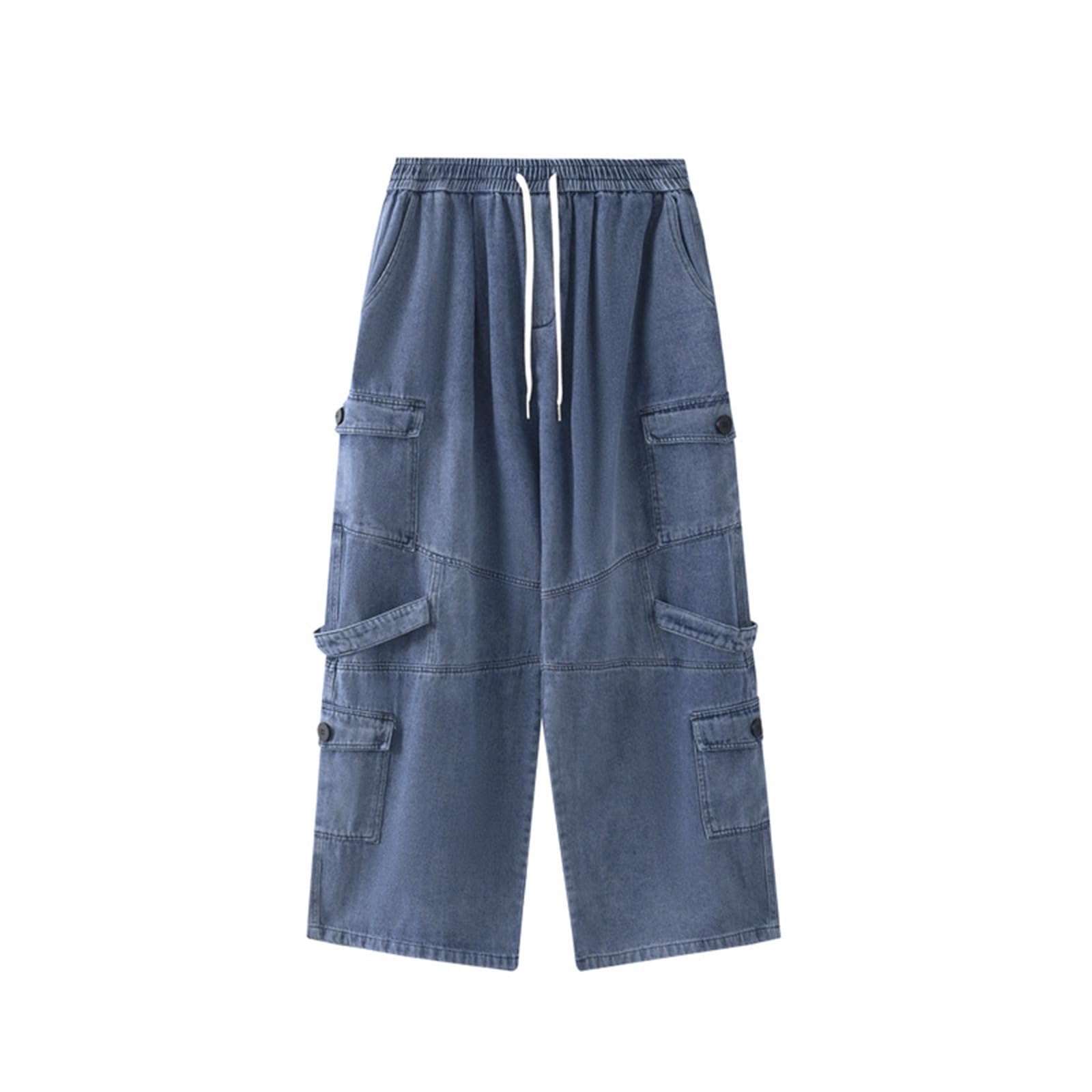 Genérico Vaqueros Hombre Elasticos Pantalones Elásticos para Hombre Corte Holgado Color Azul Lavado Clásicos Rectos Cómodos Estilo Casual con Bolsillos Profundos Pantalones Chinos Slim Fit para