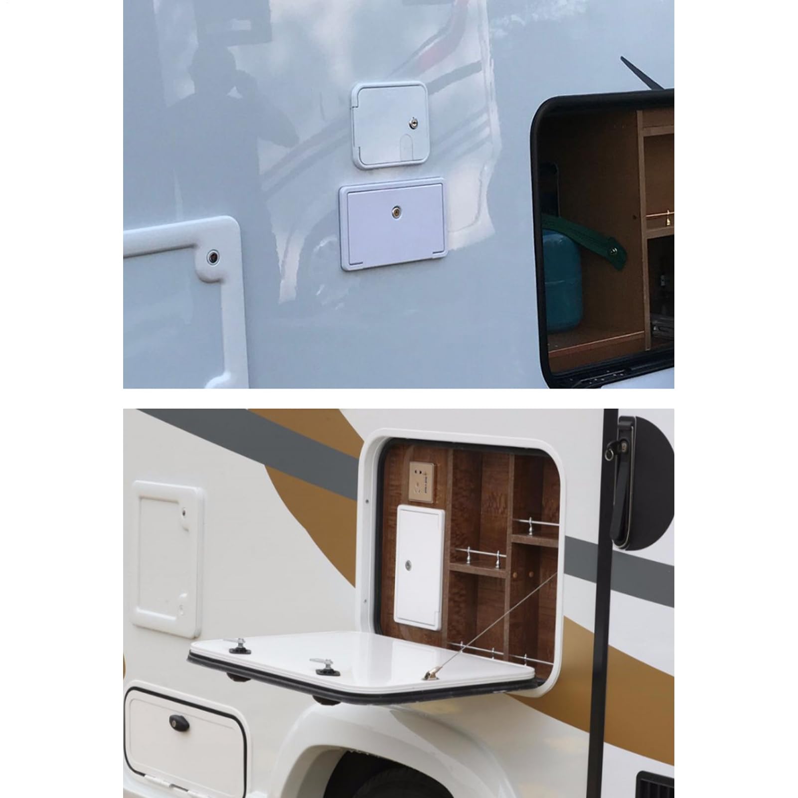 Außenzugangstür – abschließbare Stauraumklappe für Wohnmobile, wetterbeständige Nutzraumverkleidung, verstärkte Öffnungsabdeckung für Wartungsarbeiten, hochwertige Dichtungsstruktur, geeignet für Camp