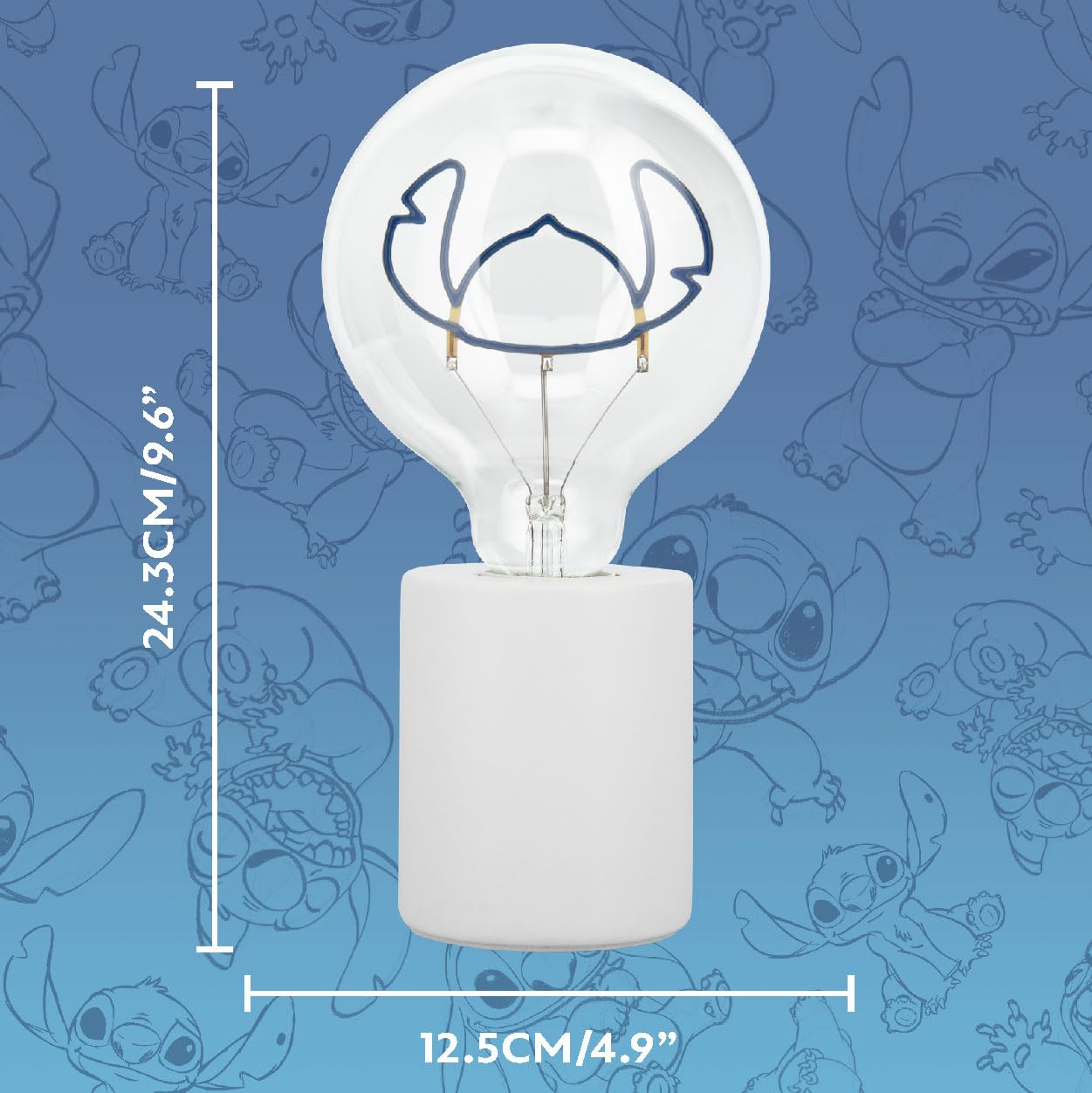 Paladone Disney Stitch Decorative LED Neon Light Bulb, E27 Glass