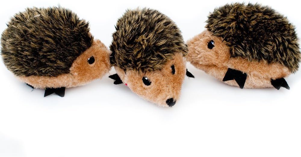 ZippyPaws - Woodland Friends Burrow, Interactive Squeaky Hide and Seek Plush Dog Toy - Hedgehog Miniz, 3 Pack