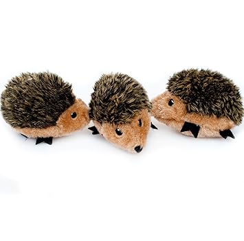 ZippyPaws - Woodland Friends Burrow, Interactive Squeaky Hide and Seek Plush Dog Toy - Hedgehog Miniz, 3 Pack