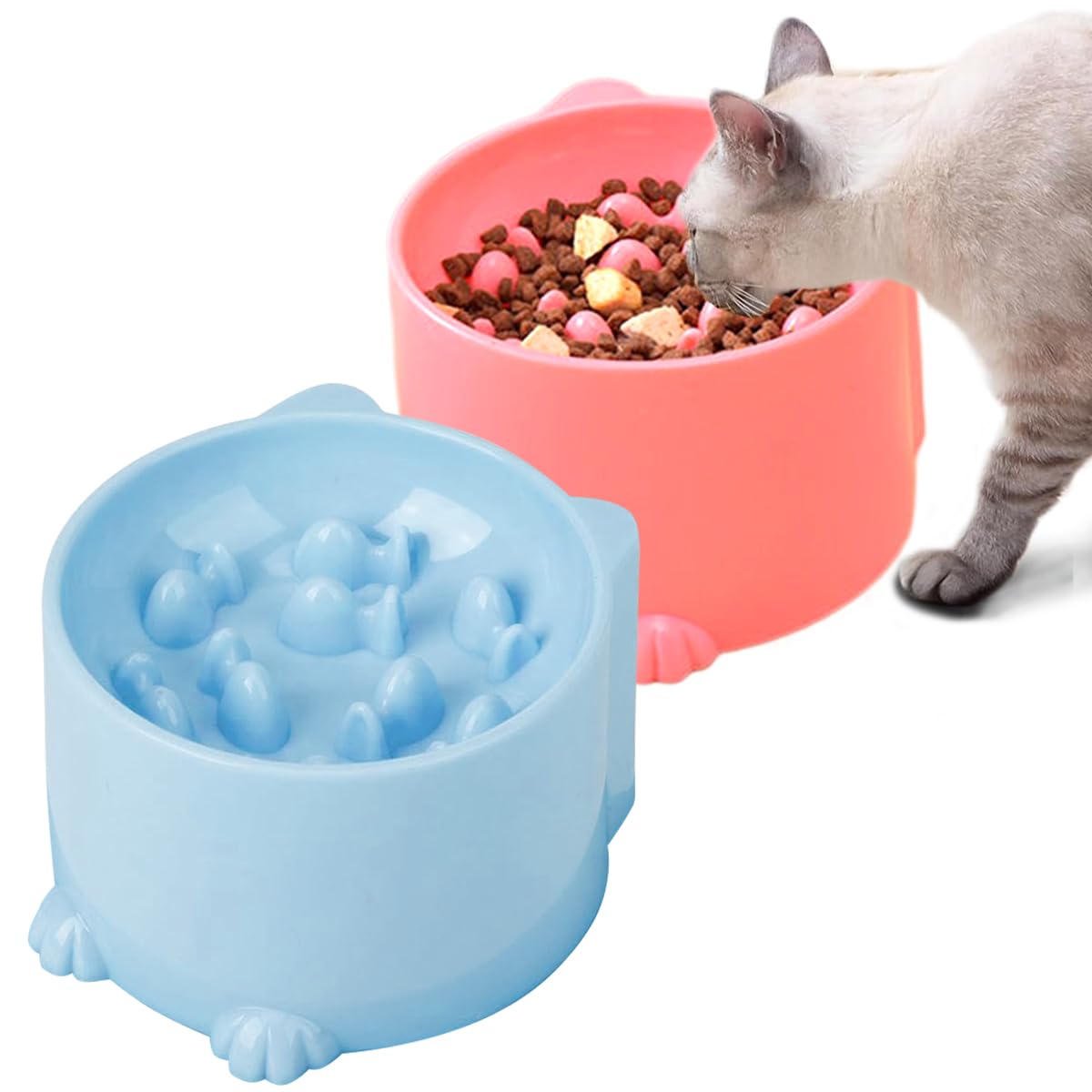 Erhöhter Futternapf Für Katzen – Geneigt, Schnurrhaar-freundlich, Anti-Erbrechen, Rosa, Groß