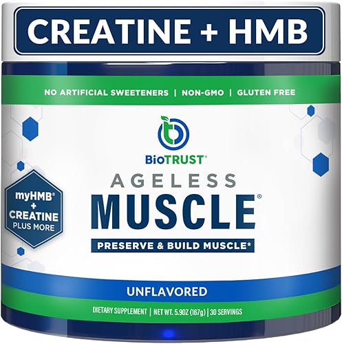 BioTrust Ageless Muscle Builder - Creatina HMB en polvo con vitamina D3 y betaína - Construye y preserva la masa muscular y la fuerza en disminución