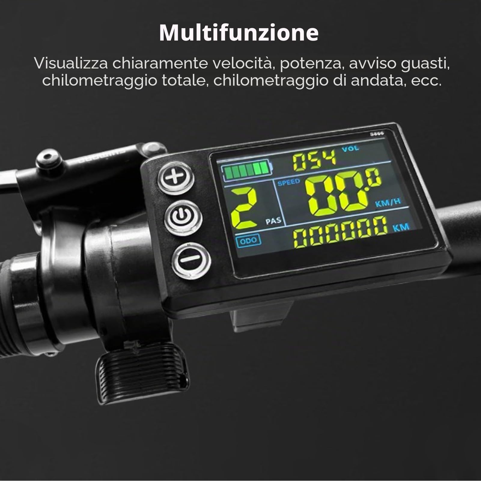 Display LCD per Bici Elettrica Pannello di Controllo Schermo a Colori LCD Impermeabile ABS S866 per la Modifica del Litio