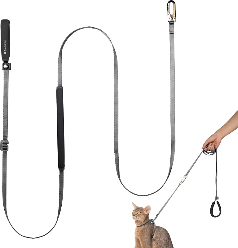 Guia Ajustável para Gatos e Cães Pequenos BuddyArmor em Nylon Space Gray