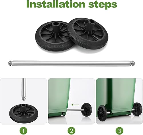 Miniatura 7 de USHOBE 1 Set Trash Garbage Bin Wheels Replacement, Garbage Bin Wheel, Garbage Can Wheels with Hollow Shaft, Wastebasket Pulley Wheel Replacement