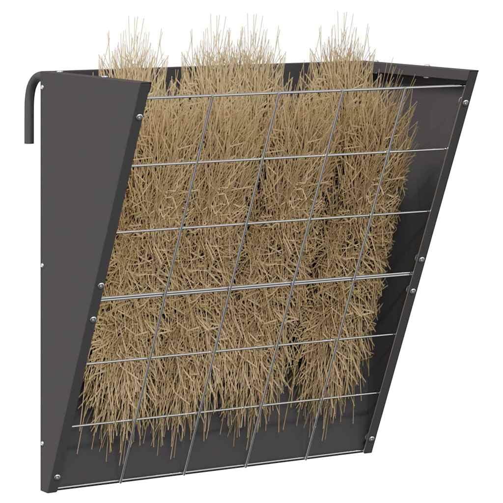 Hängender Heufutterspender Schwarz aus Stahl 61 x 33 x 66 cm 5 kg Kapazität für Innen und Außen robuste Futterstation mit modernem Design für Katzen, Hunde, Kleintiere