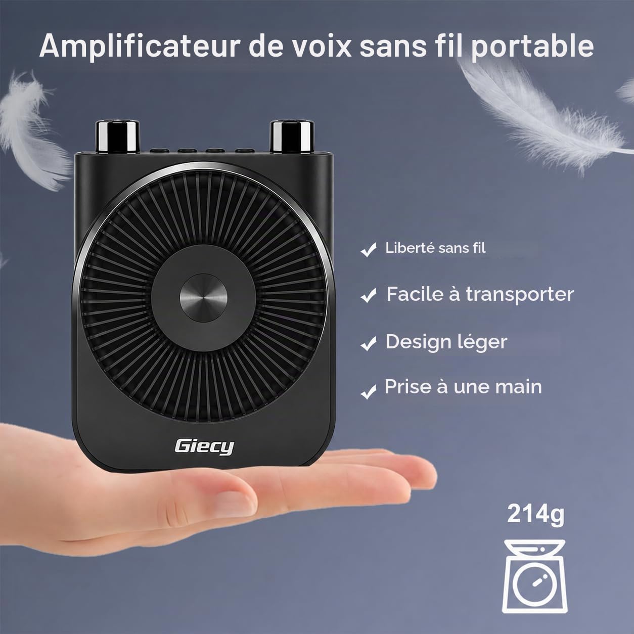 Amplificateur de Voix Portable avec Micro UHF sans Fil