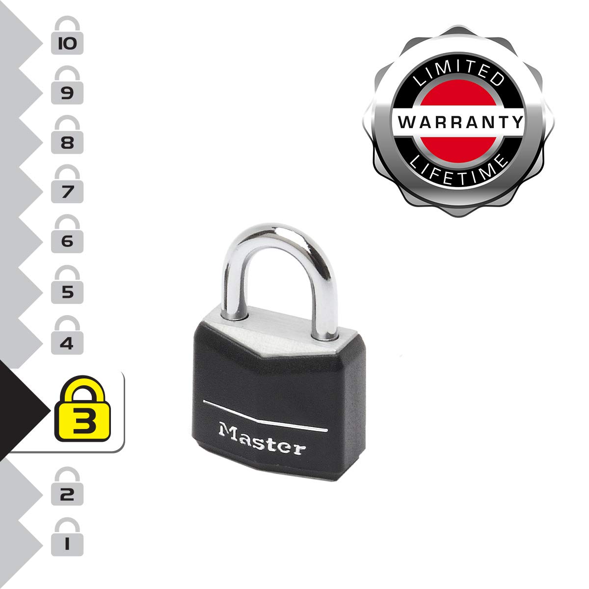 Master Lock 9120EURTBLK Confezione da 2 Lucchetto a Chiave in Alluminio Rivestito, Nero, 2 x 3.4 x 1.4 cm
