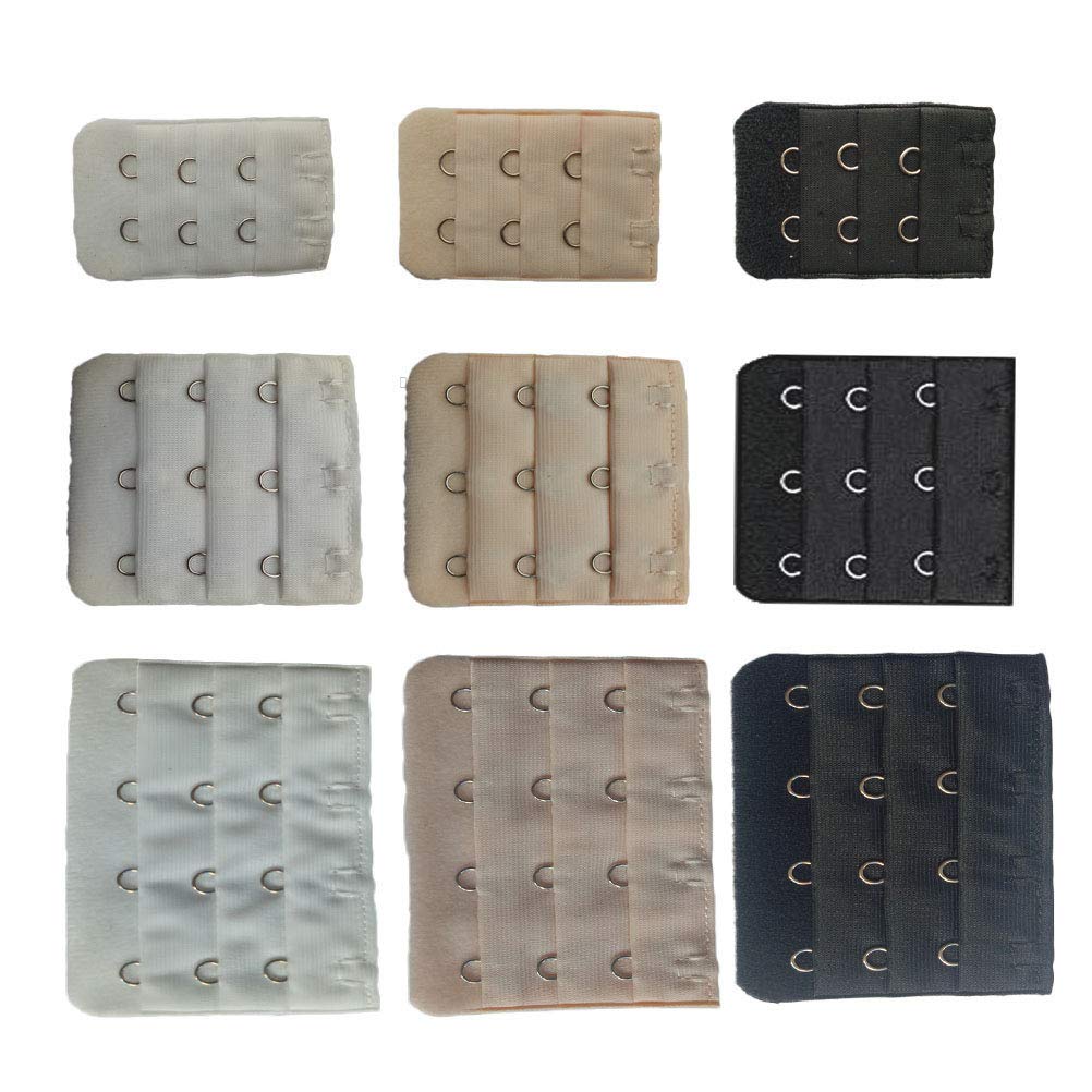 SUPVOX 9 Pcs Bra Extenders Elastic Bra Band Extension Bra Strap Extensions Soft Bra Extenders Band 3 Rows 2/3/4 Hooks Bra Extender-image-20
