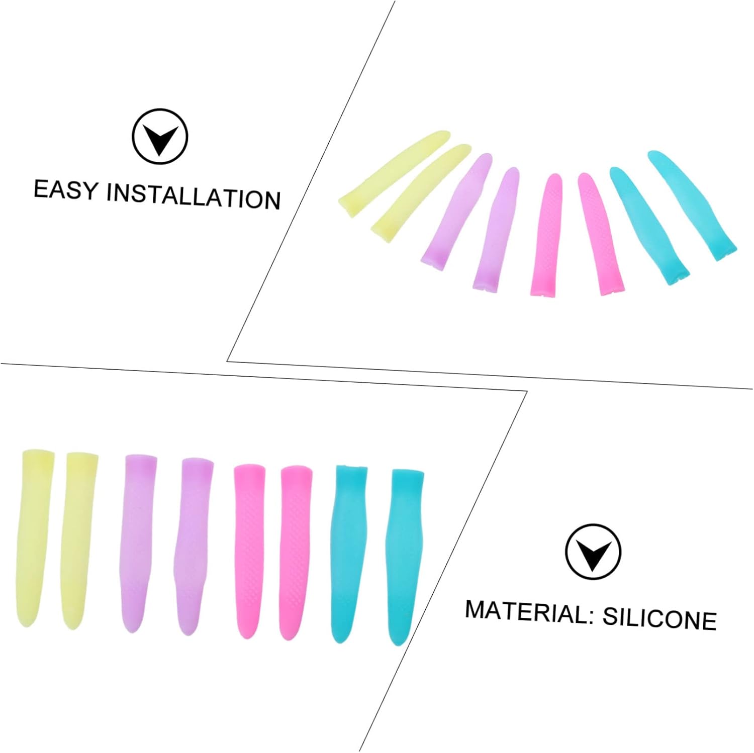 4 Pairs Silicone Cuticle Scissor Handle Covers Non Slip Protective Sleeve for Manicure Trimmer Flexible Nail Cutter for Safe Daily Use Random Color