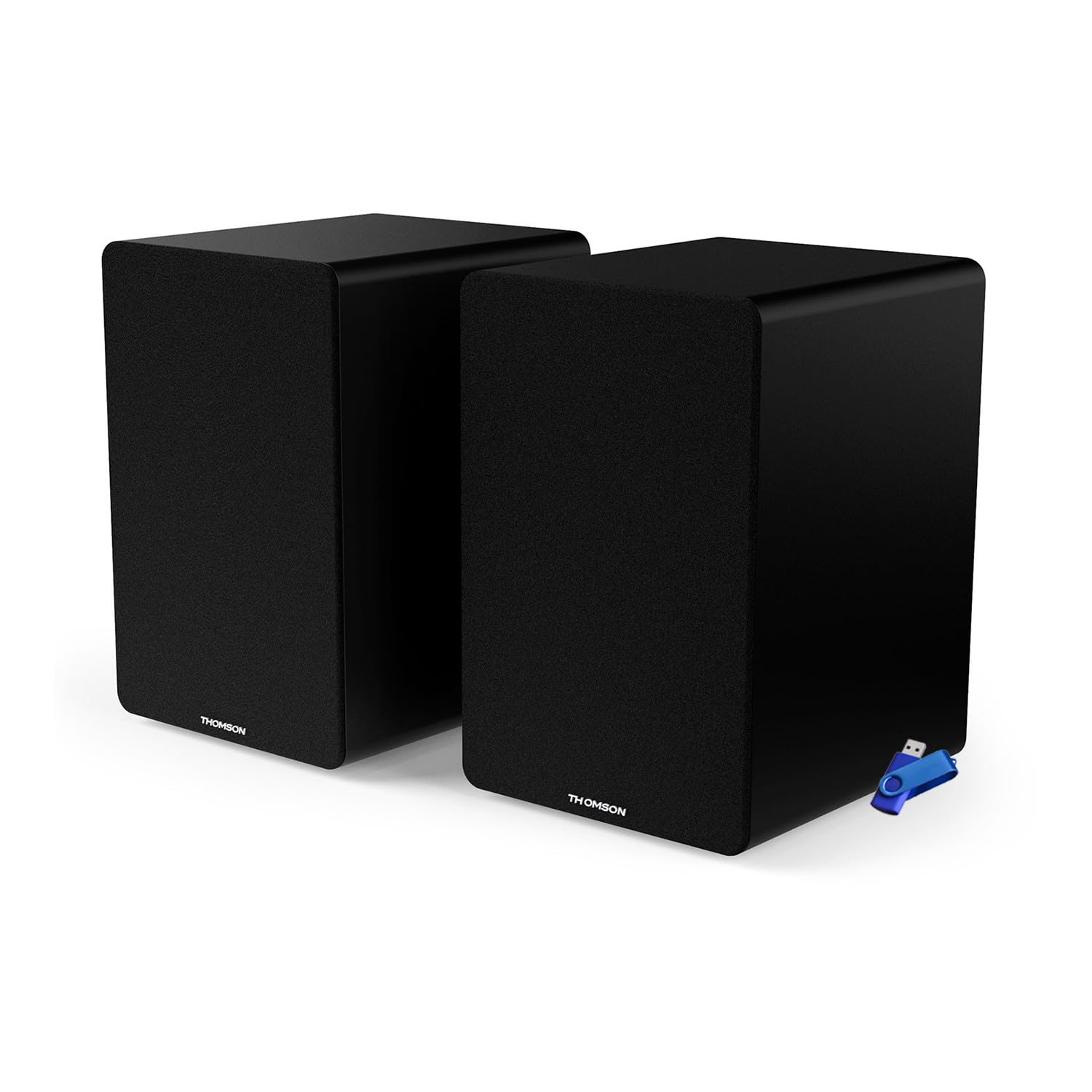 Pickering WS400DUO Enceintes Bibliothèque Stéréo 50W - Caisson Bois, Bluetooth 5.0, Entrée Optique, Clé USB 32Go